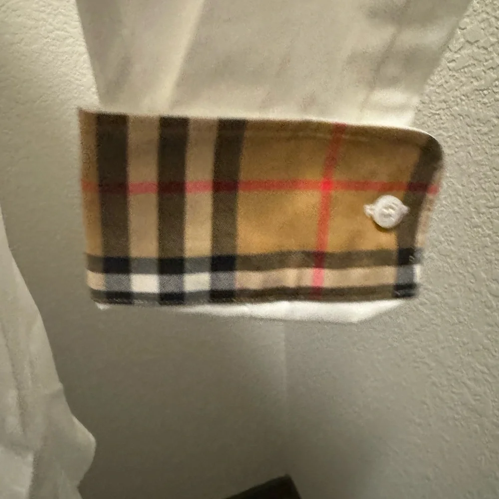 Burberry Mens White Check Dress Shirt - Picture 6 of 7